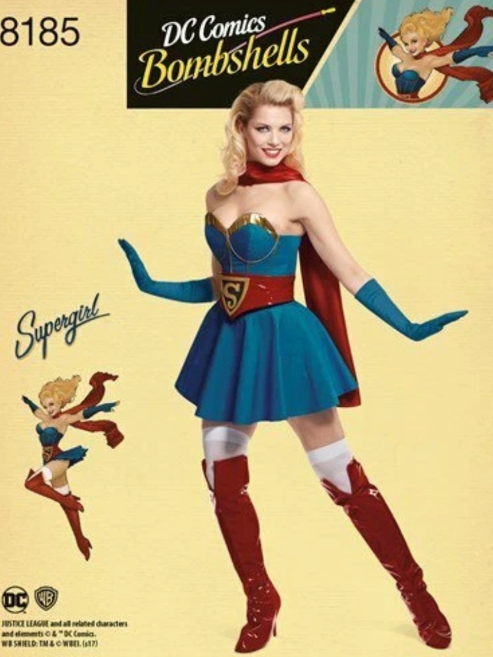 Plus Sz Simplicity 8185 DC Bombshells Supergirl Costume Pattern 14-22 Uncut OOP